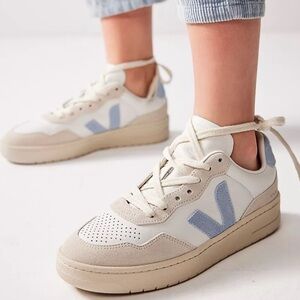 Veja V-90 Leather White Steel Sneakers (Size 6)